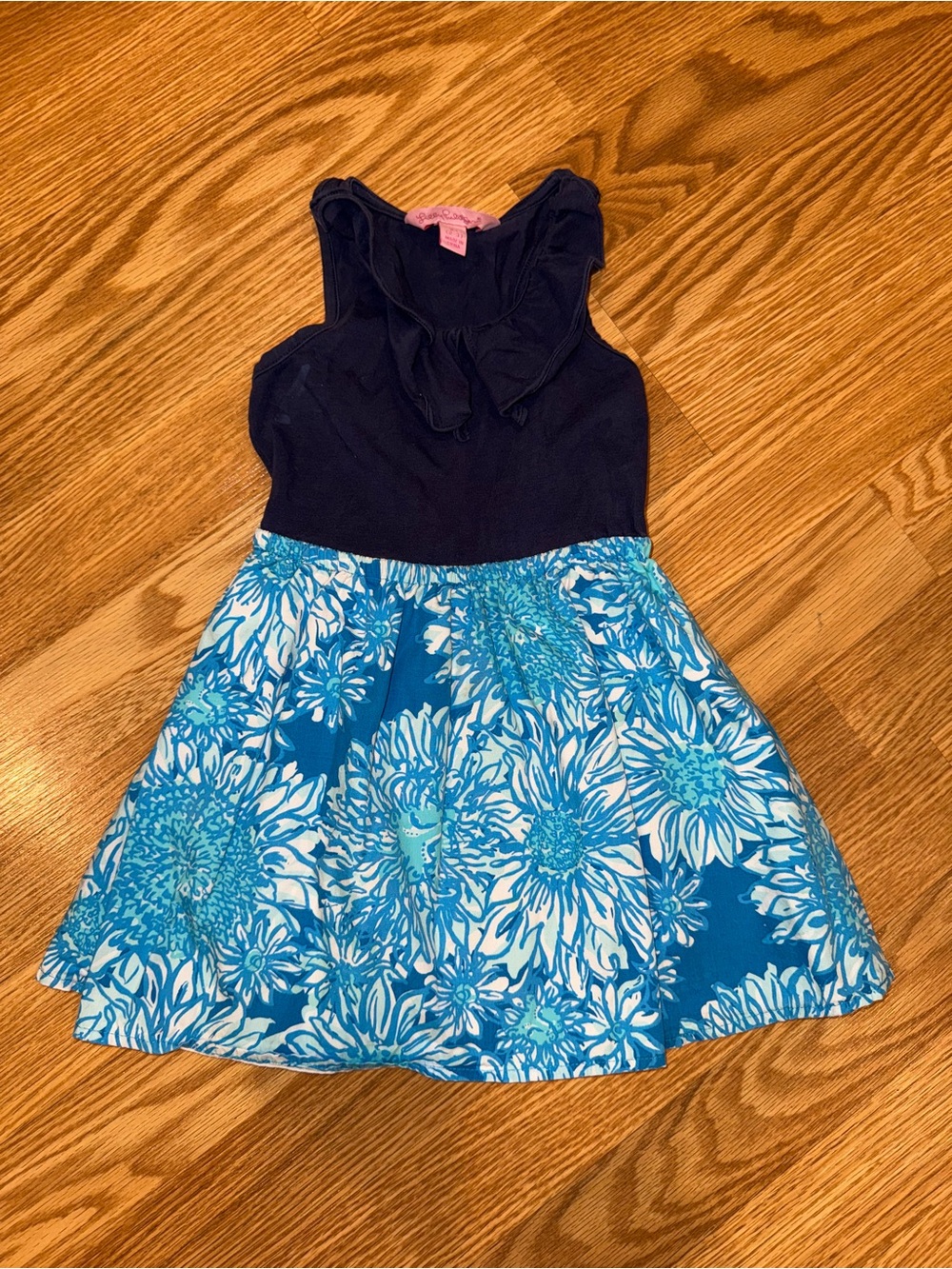 Lilly Pulitzer Blue Racer Back Sundress Little Girls XS sz‎ 2-3